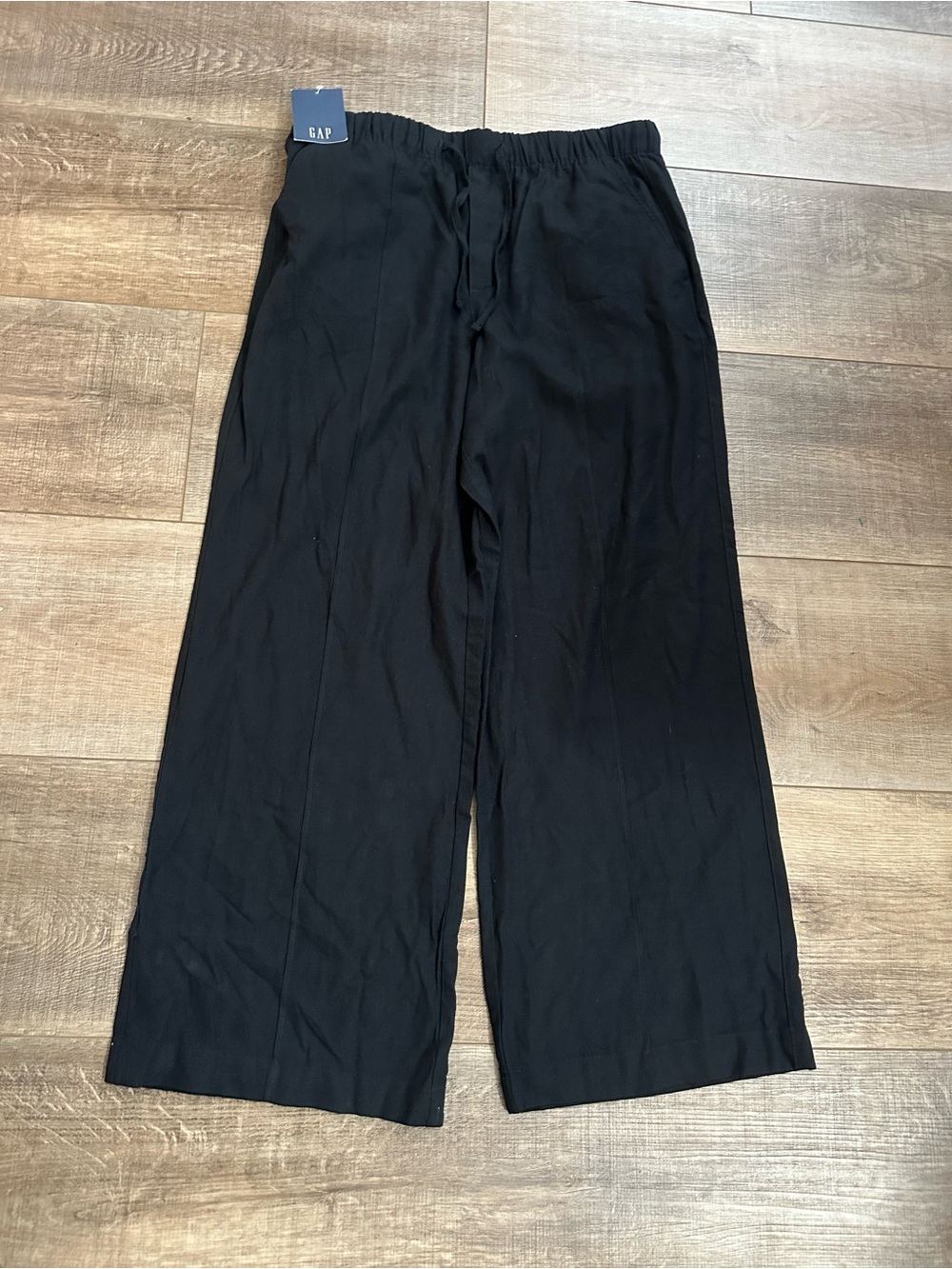 GAP pull on Black Wide-Leg linen Pants medium